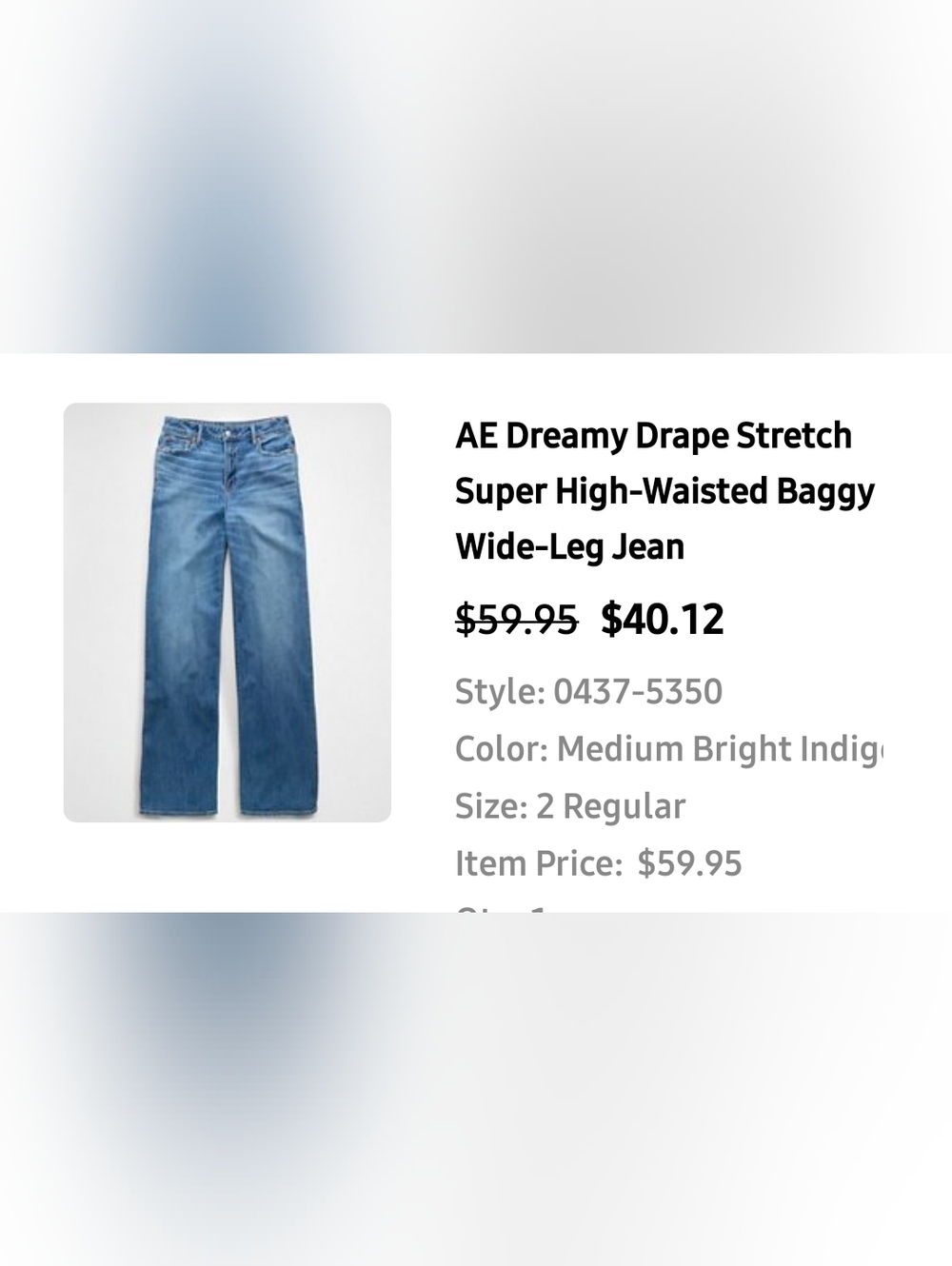 AE Dreamy Stretch Super High Waisted Baggy Wide Leg Jean